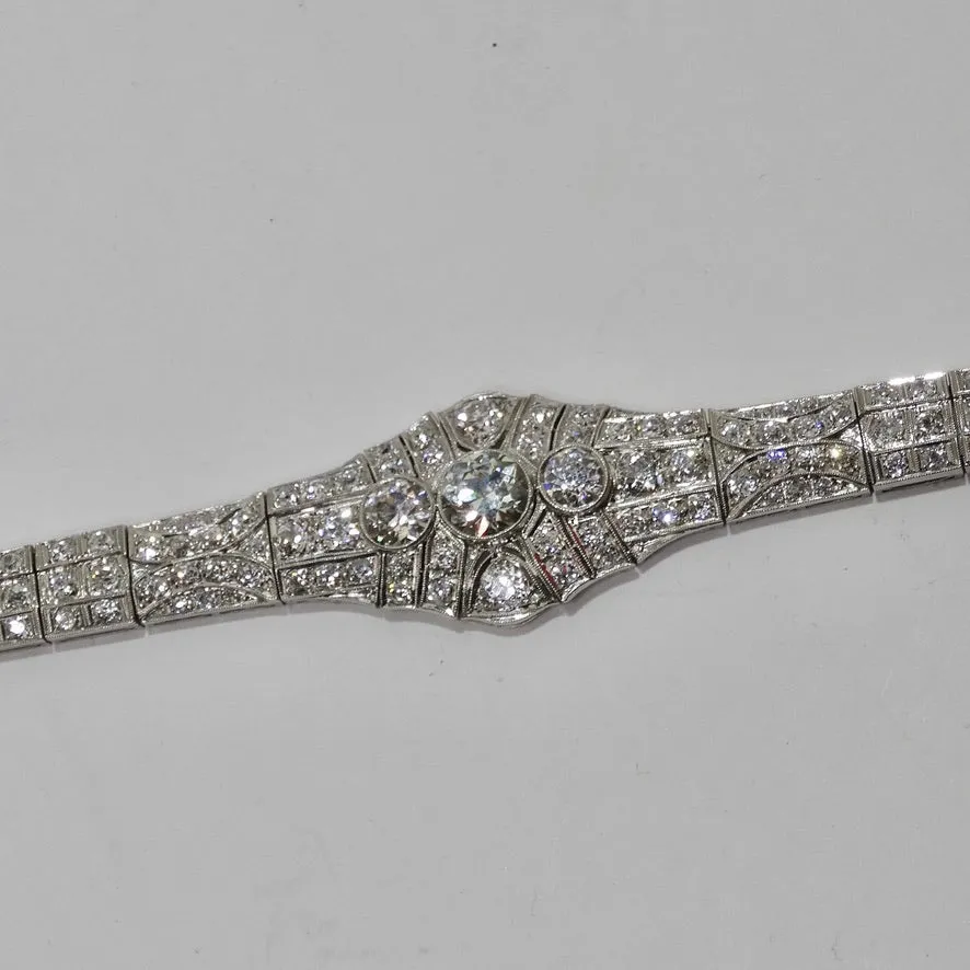 Art Deco 1910 Platinum Art Deco Diamond Bracelet