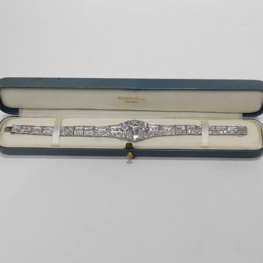 Art Deco 1910 Platinum Art Deco Diamond Bracelet