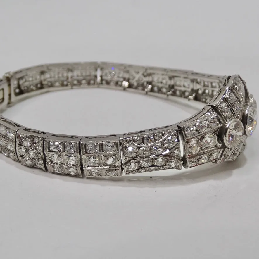 Art Deco 1910 Platinum Art Deco Diamond Bracelet