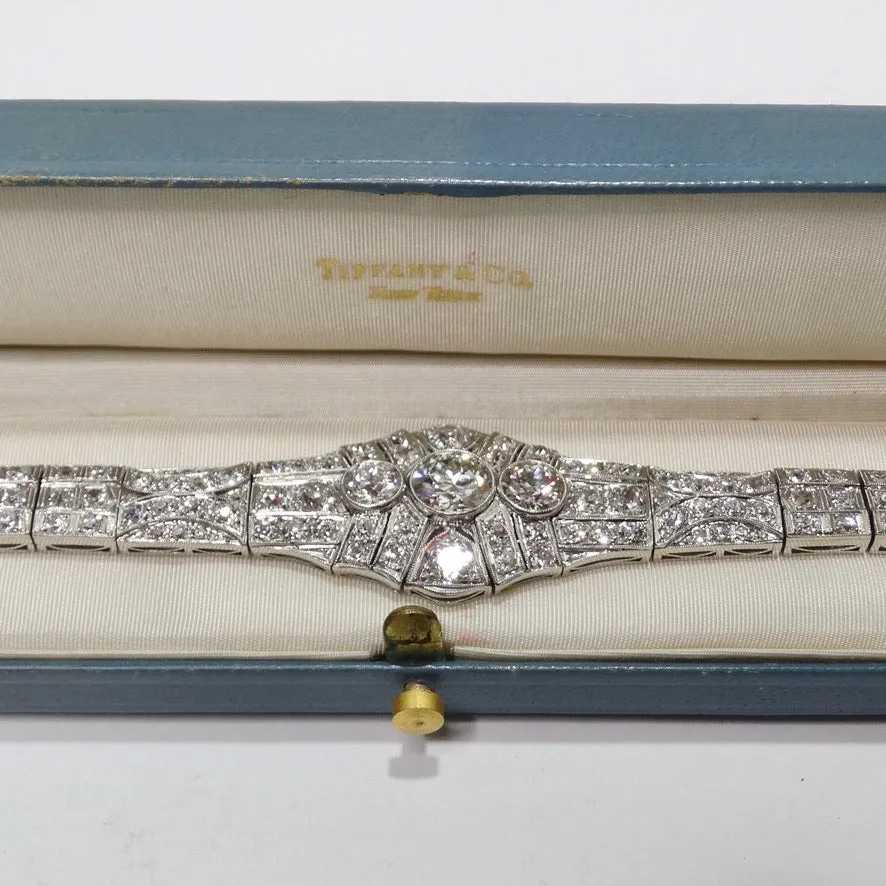Art Deco 1910 Platinum Art Deco Diamond Bracelet
