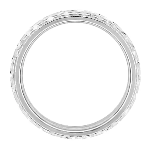 Art Deco 4mm Wide Carved Wheat Platinum Wedding Ring  - Hand Engraved