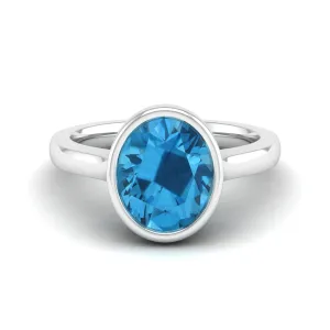 Art Deco Bezel Blue Topaz Ring
