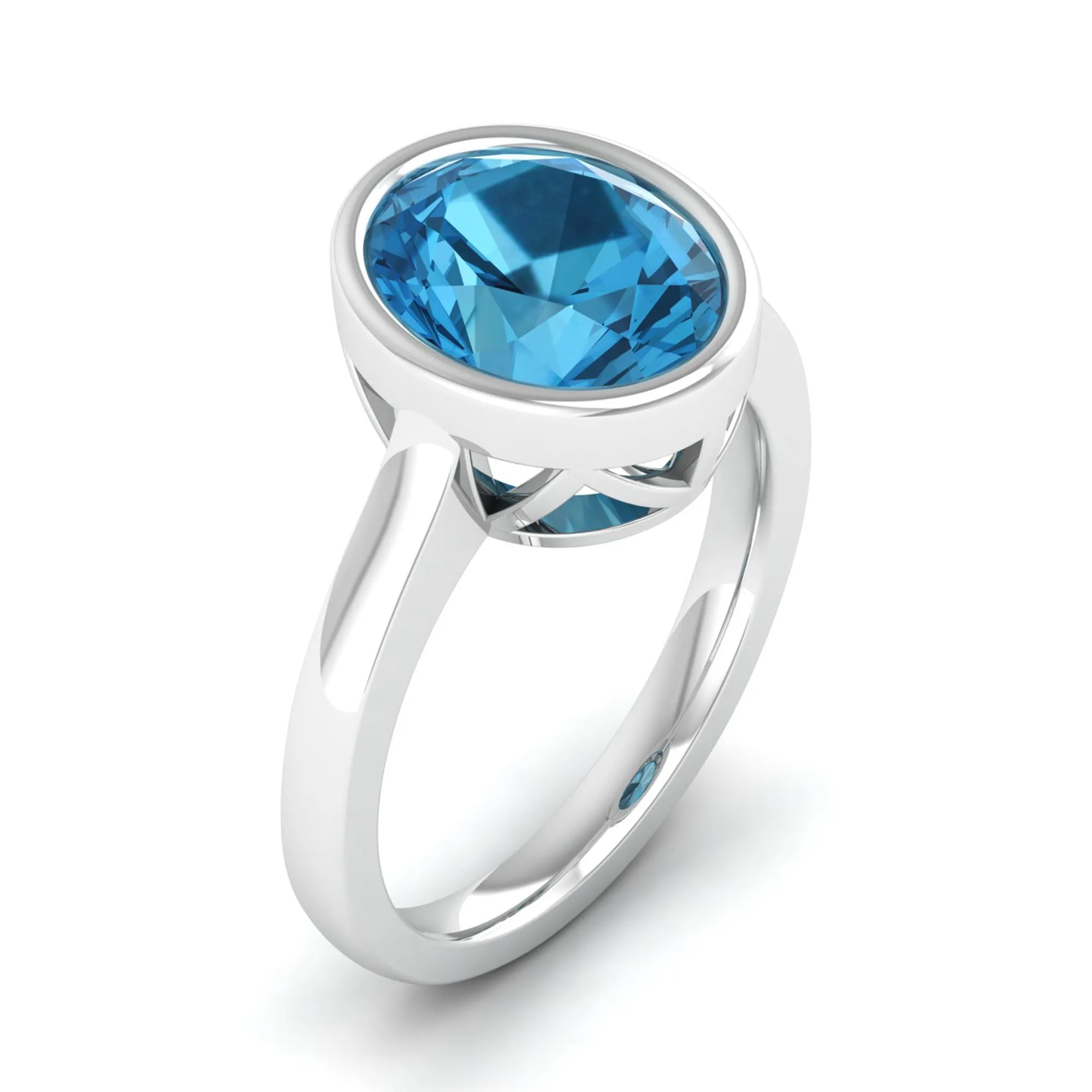 Art Deco Bezel Blue Topaz Ring
