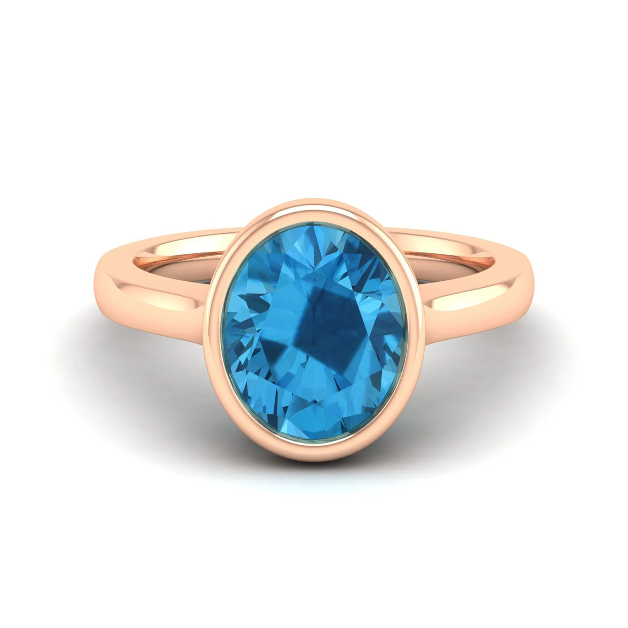 Art Deco Bezel Blue Topaz Ring
