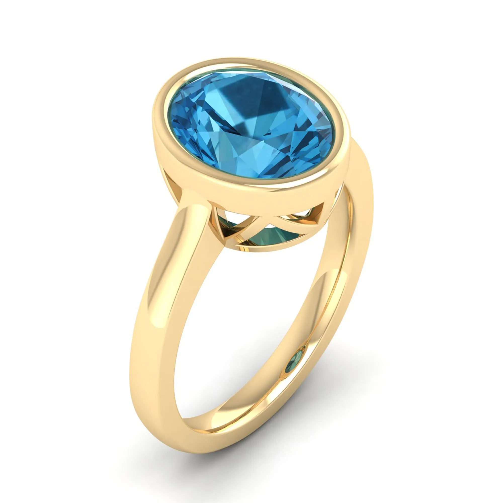 Art Deco Bezel Blue Topaz Ring