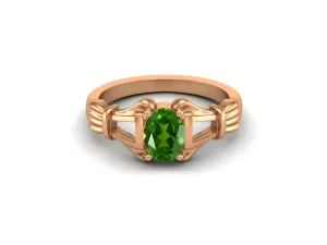 Art Deco Emerald Engagement Ring Oval Shaped Emerald Wedding Ring 925 Sterling Silver Promise Ring