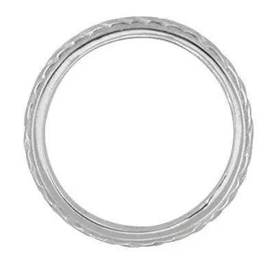 Art Deco Hand Engraved Wheat Millgrain Platinum Vintage Wedding Band Design - 2.5mm