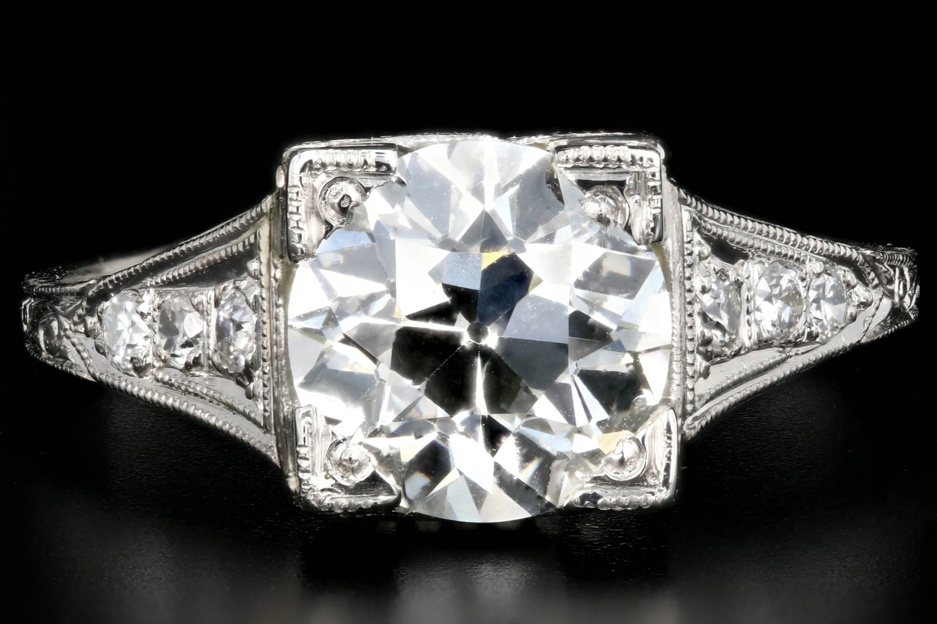 Art Deco Platinum 2.02 Carat Old European Cut Diamond Ring GIA Certified