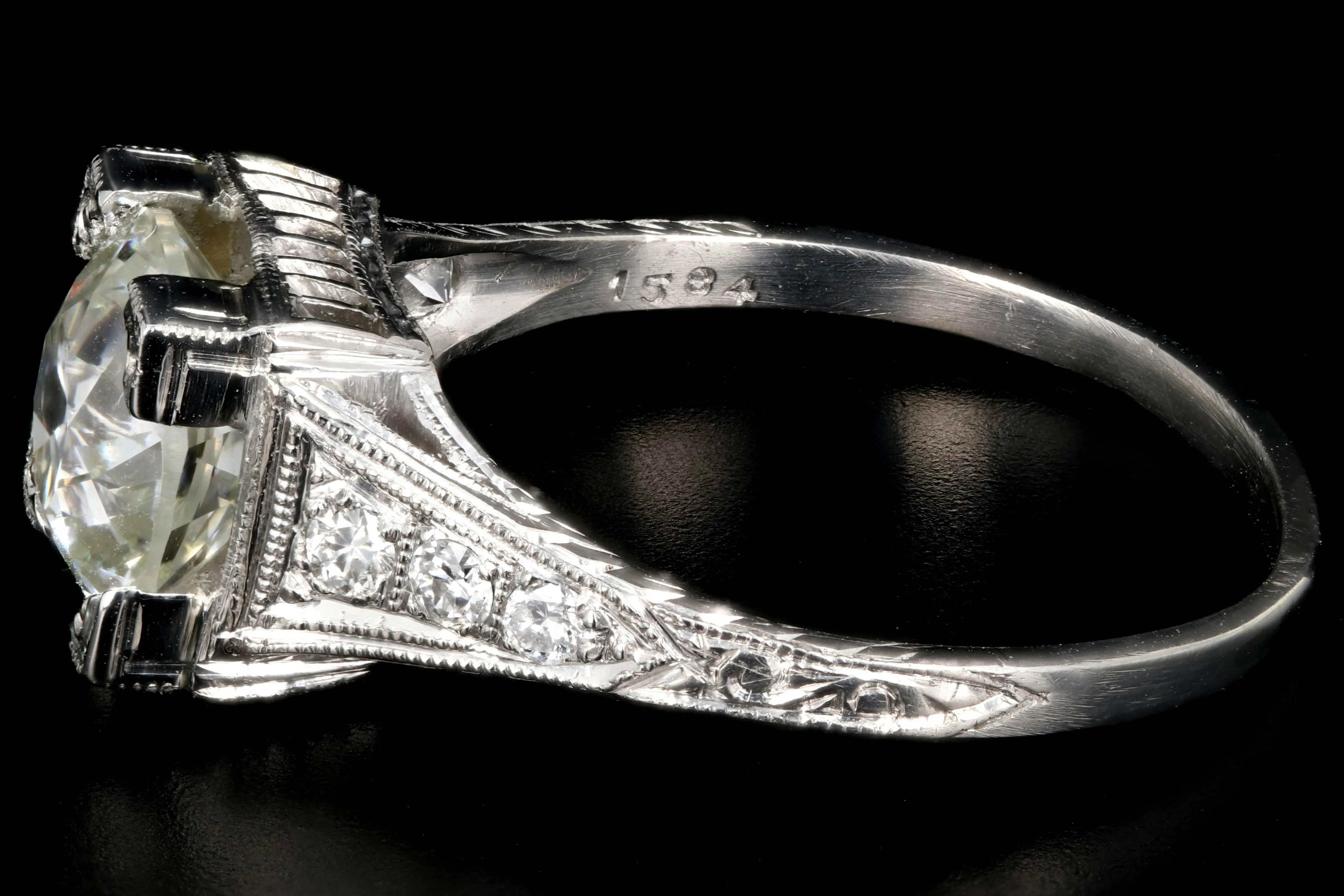 Art Deco Platinum 2.02 Carat Old European Cut Diamond Ring GIA Certified