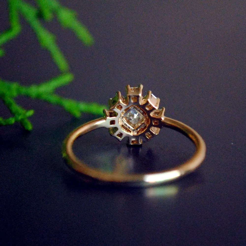 Art Deco Princess Cut Diamond Engagement Ring with Halo