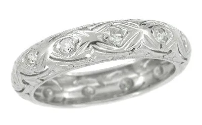 Art Deco Rivercliff Diamond Antique Wedding Band in Platinum - Size 6 1/2