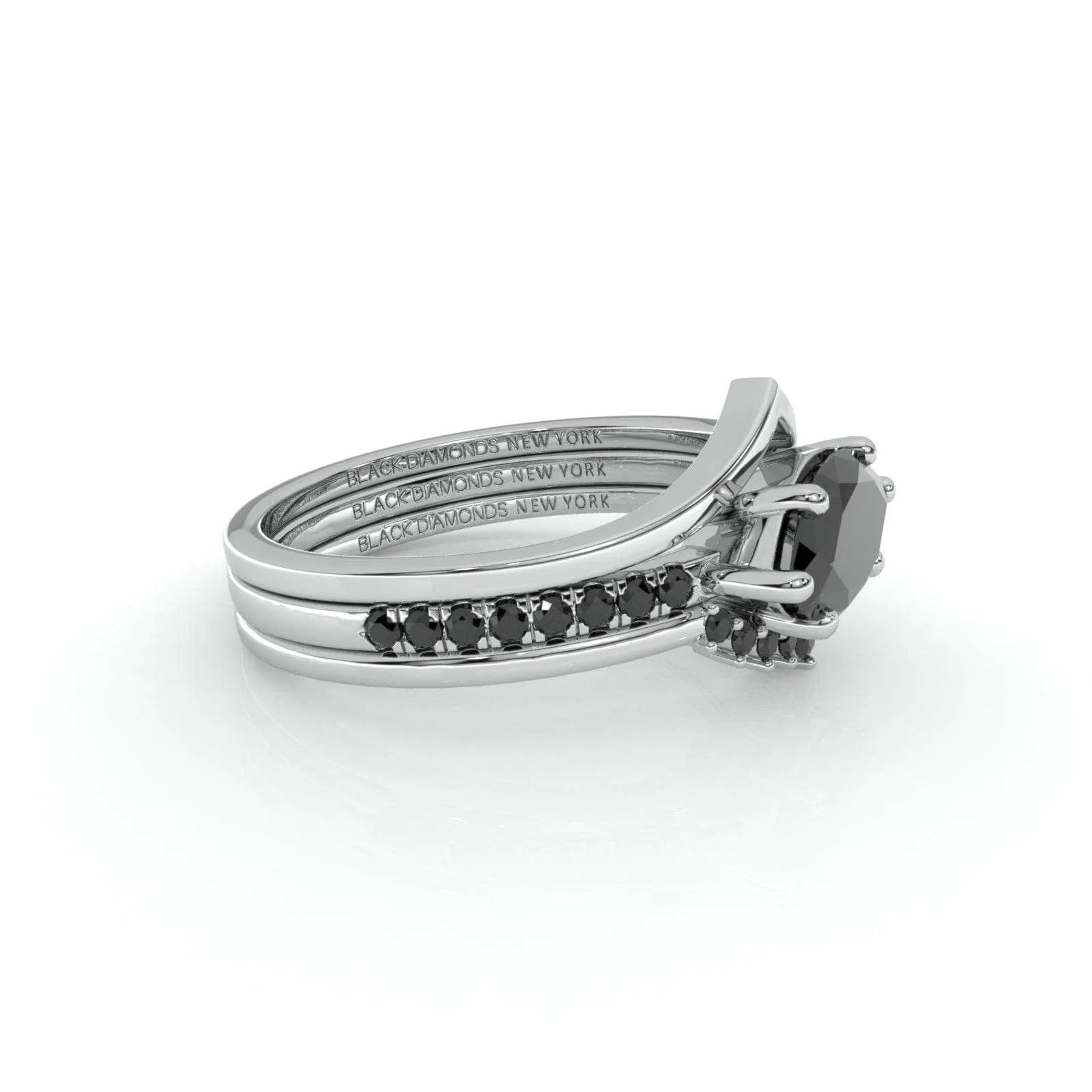 Beautiful In My Eyes- Black Diamond Marquise Cut 14K White Gold Gothic Wedding Ring