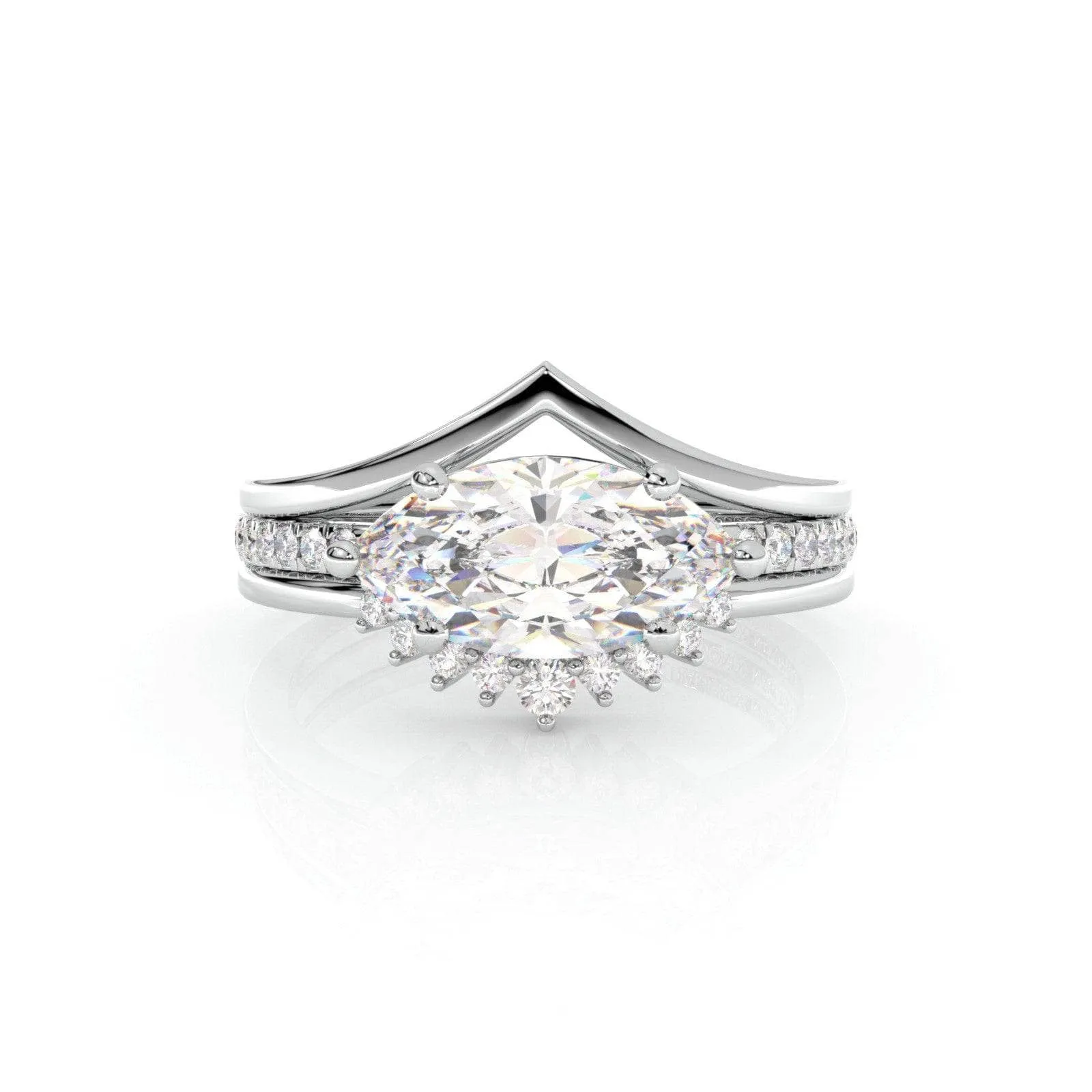 Beautiful In My Eyes- Black Diamond Marquise Cut 14K White Gold Gothic Wedding Ring