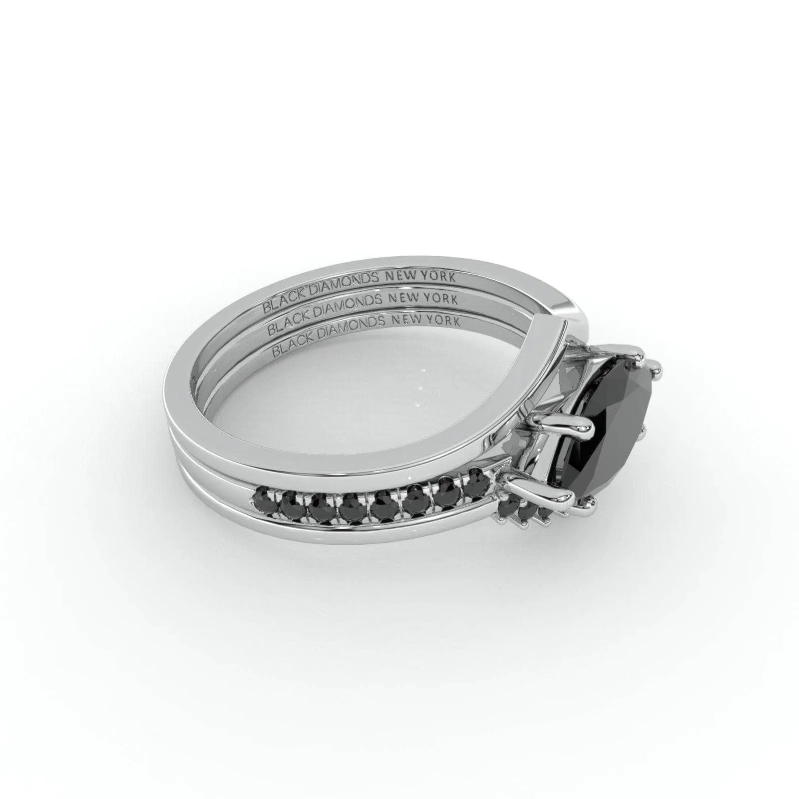 Beautiful In My Eyes- Black Diamond Marquise Cut 14K White Gold Gothic Wedding Ring