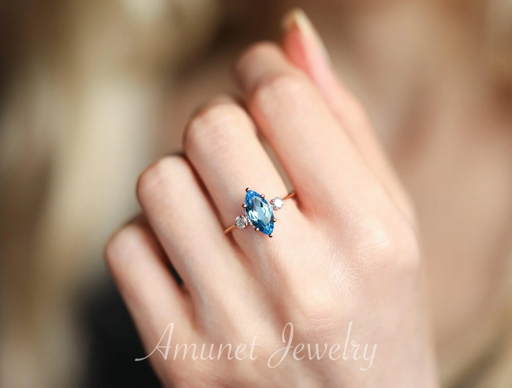 Beautiful sky blue topaz engagement ring, engagement ring