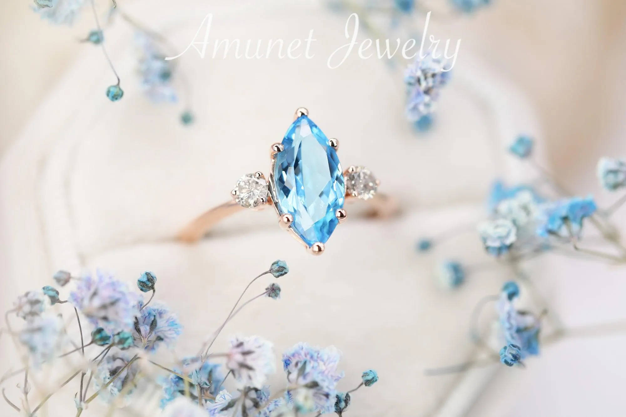 Beautiful sky blue topaz engagement ring, engagement ring