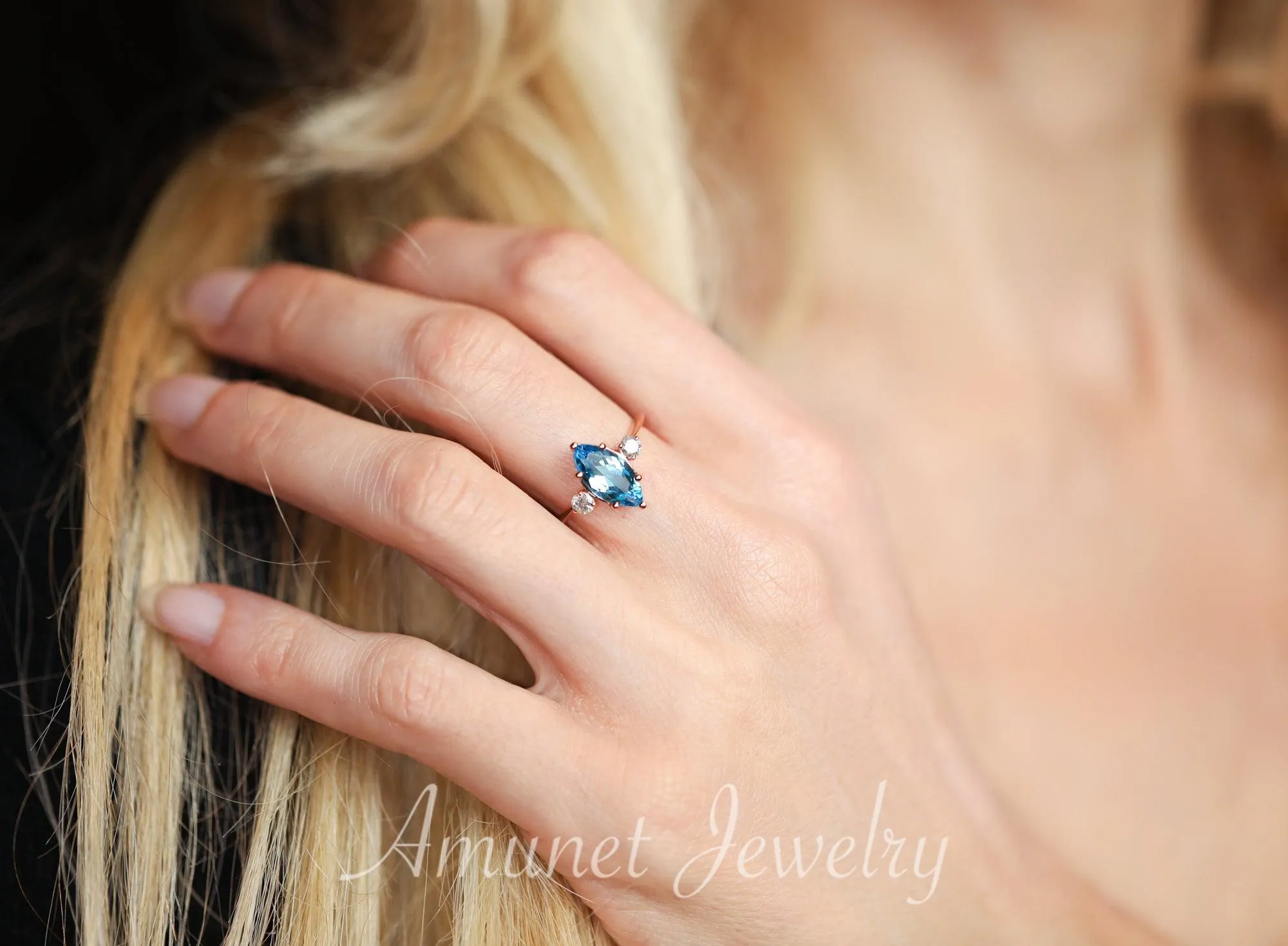 Beautiful sky blue topaz engagement ring, engagement ring