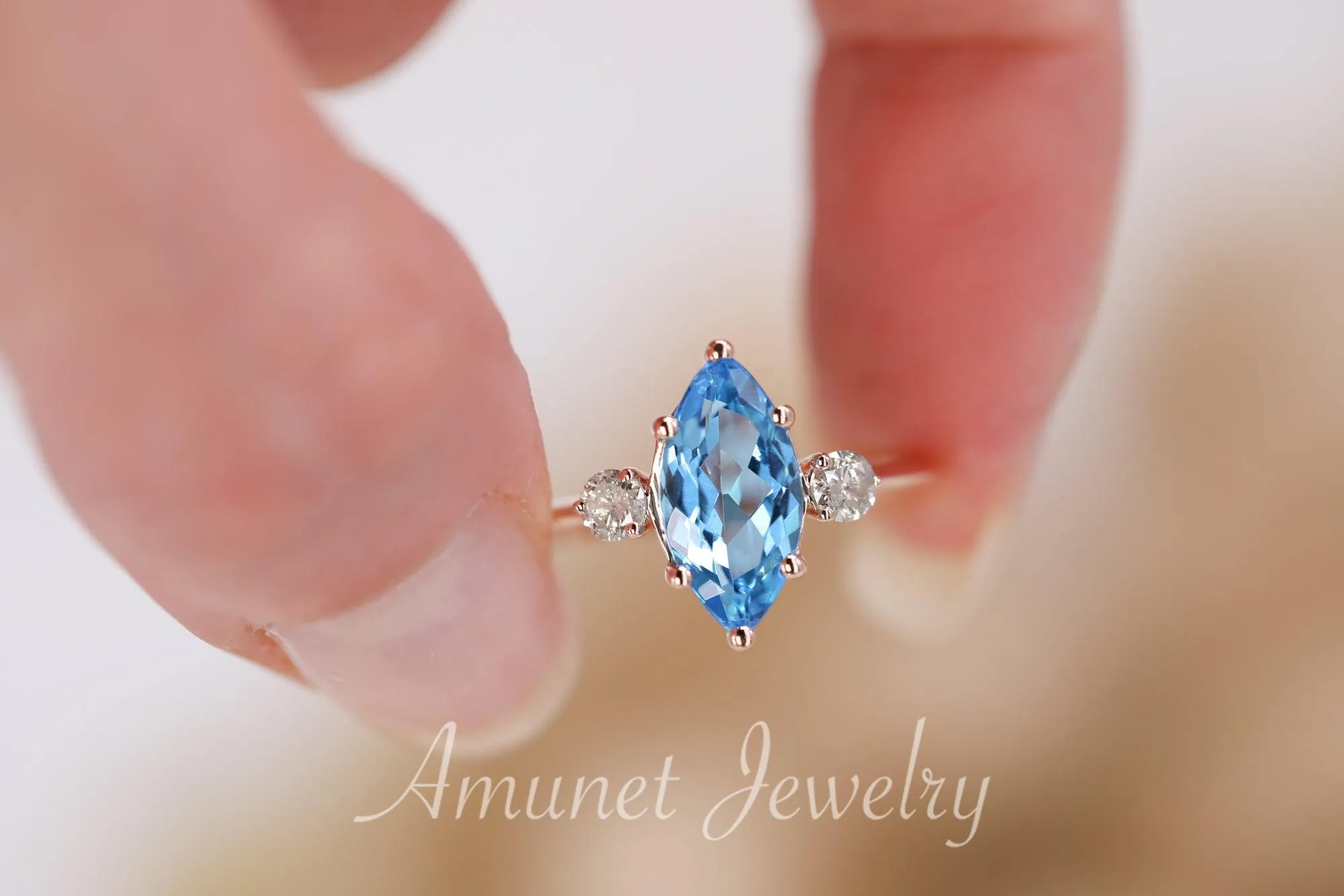 Beautiful sky blue topaz engagement ring, engagement ring