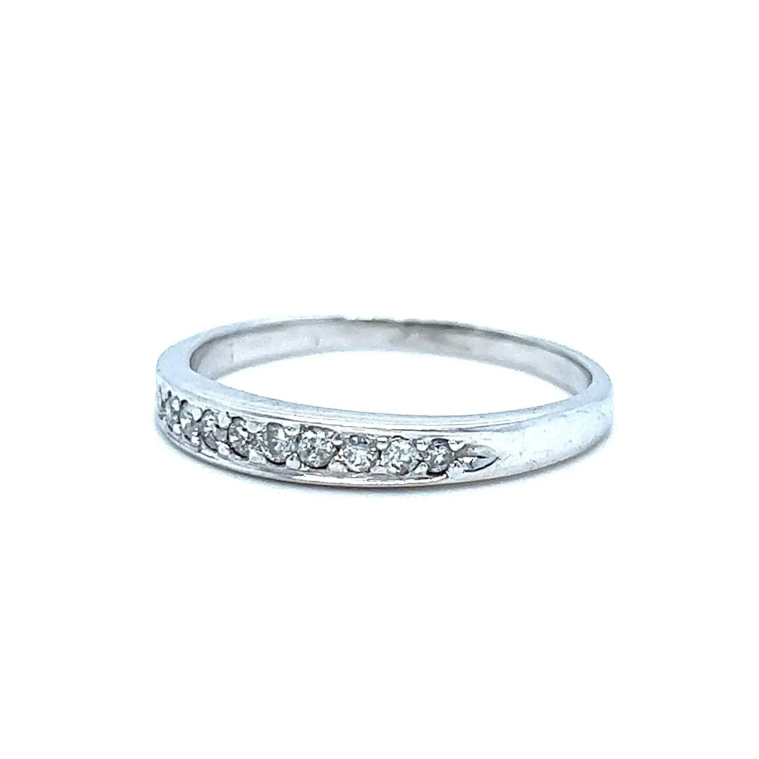Beautiful Vintage 14K White Gold Diamond Wedding Band - 0.20ct.