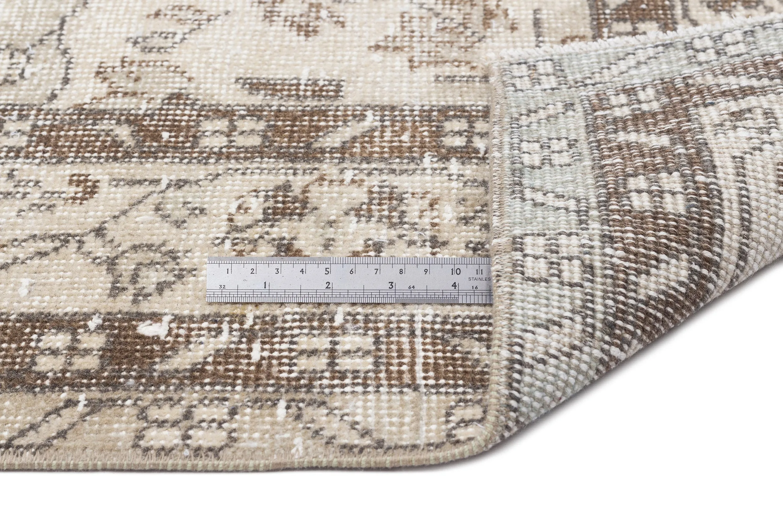 Beige Over Dyed Rug I Traditional Design Rug | Turkish Rug | Hand Weaving Rug  | Bedroom Rug | Wool Rug | Vintage Rug | Tumbled Rug  | Naturel Rug | Boho Rug I  6'1'' x 10'1'' ft 186 x 308 cm