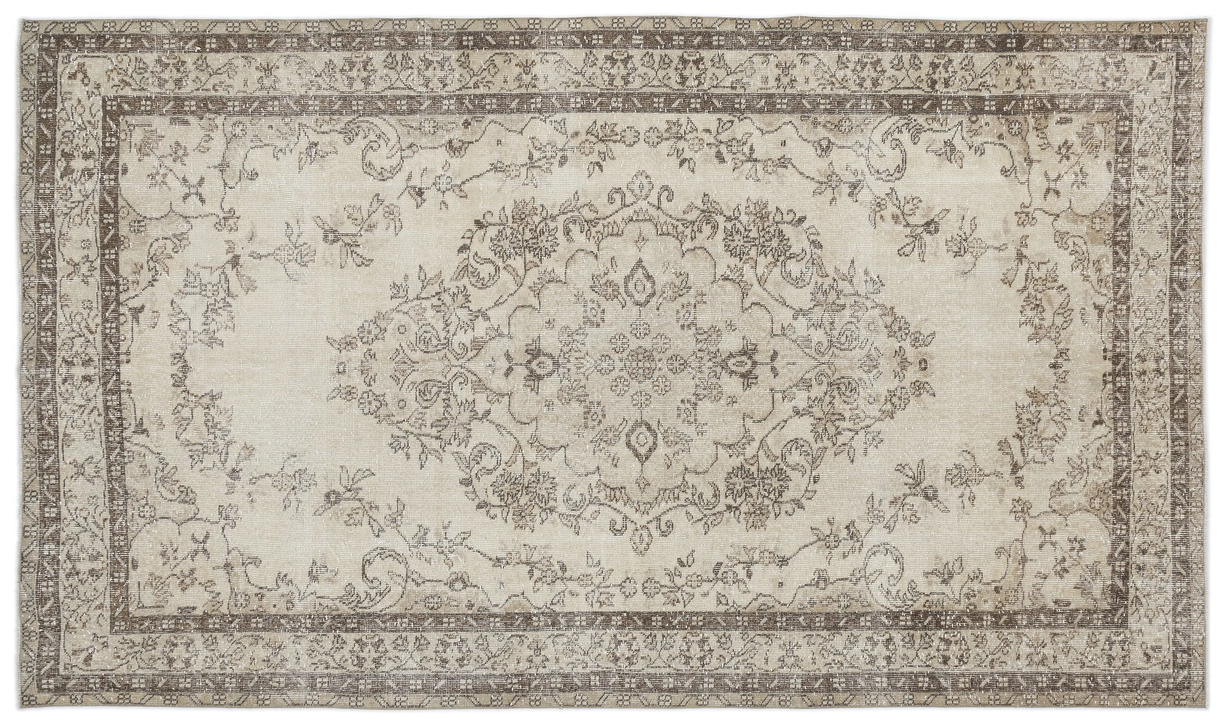 Beige Over Dyed Rug I Traditional Design Rug | Turkish Rug | Hand Weaving Rug  | Bedroom Rug | Wool Rug | Vintage Rug | Tumbled Rug  | Naturel Rug | Boho Rug I  6'1'' x 10'1'' ft 186 x 308 cm