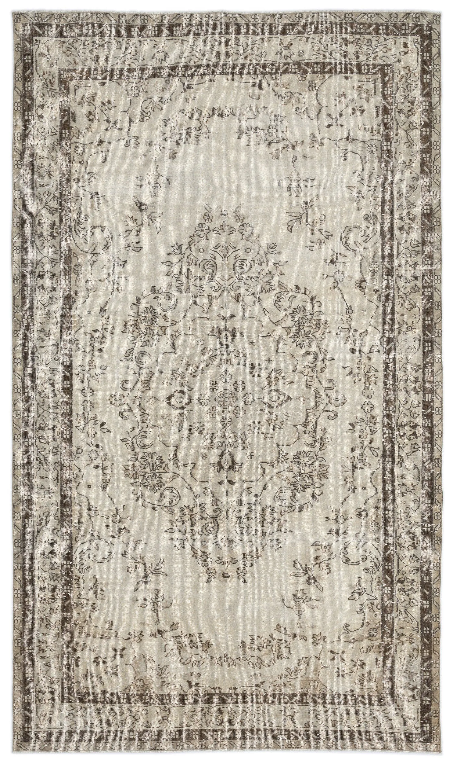 Beige Over Dyed Rug I Traditional Design Rug | Turkish Rug | Hand Weaving Rug  | Bedroom Rug | Wool Rug | Vintage Rug | Tumbled Rug  | Naturel Rug | Boho Rug I  6'1'' x 10'1'' ft 186 x 308 cm