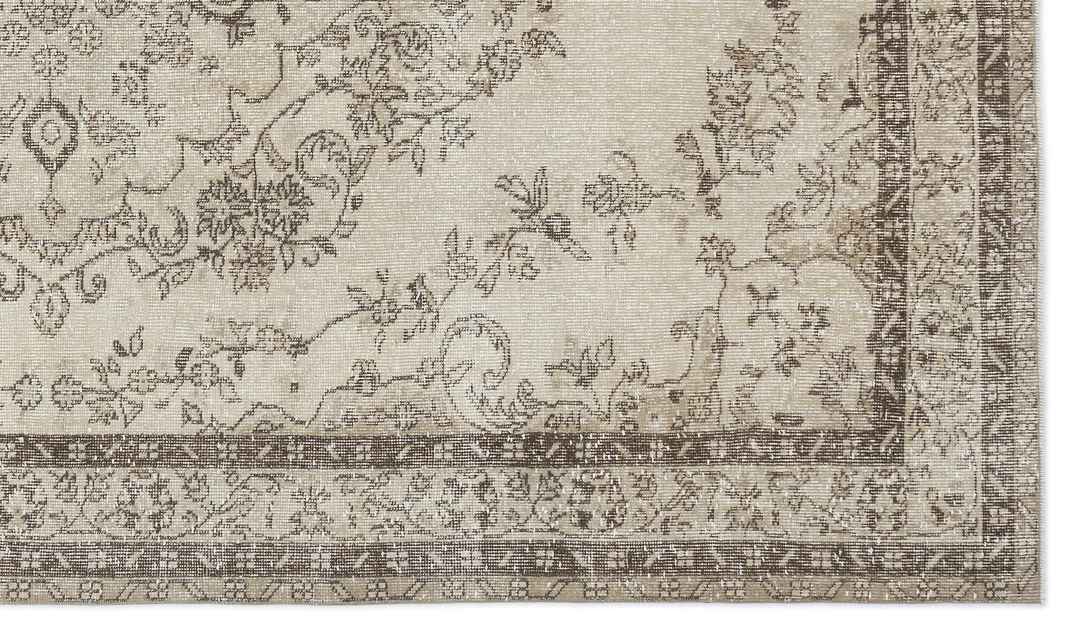 Beige Over Dyed Rug I Traditional Design Rug | Turkish Rug | Hand Weaving Rug  | Bedroom Rug | Wool Rug | Vintage Rug | Tumbled Rug  | Naturel Rug | Boho Rug I  6'1'' x 10'1'' ft 186 x 308 cm