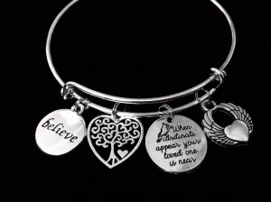 Believe When Cardinals Appear Your Loved One is Near Expandable Charm Bracelet Adjustable Silver Bangle Memorial Jewelry One Size Fits All Gift Tree of Live Angel Wing Heart