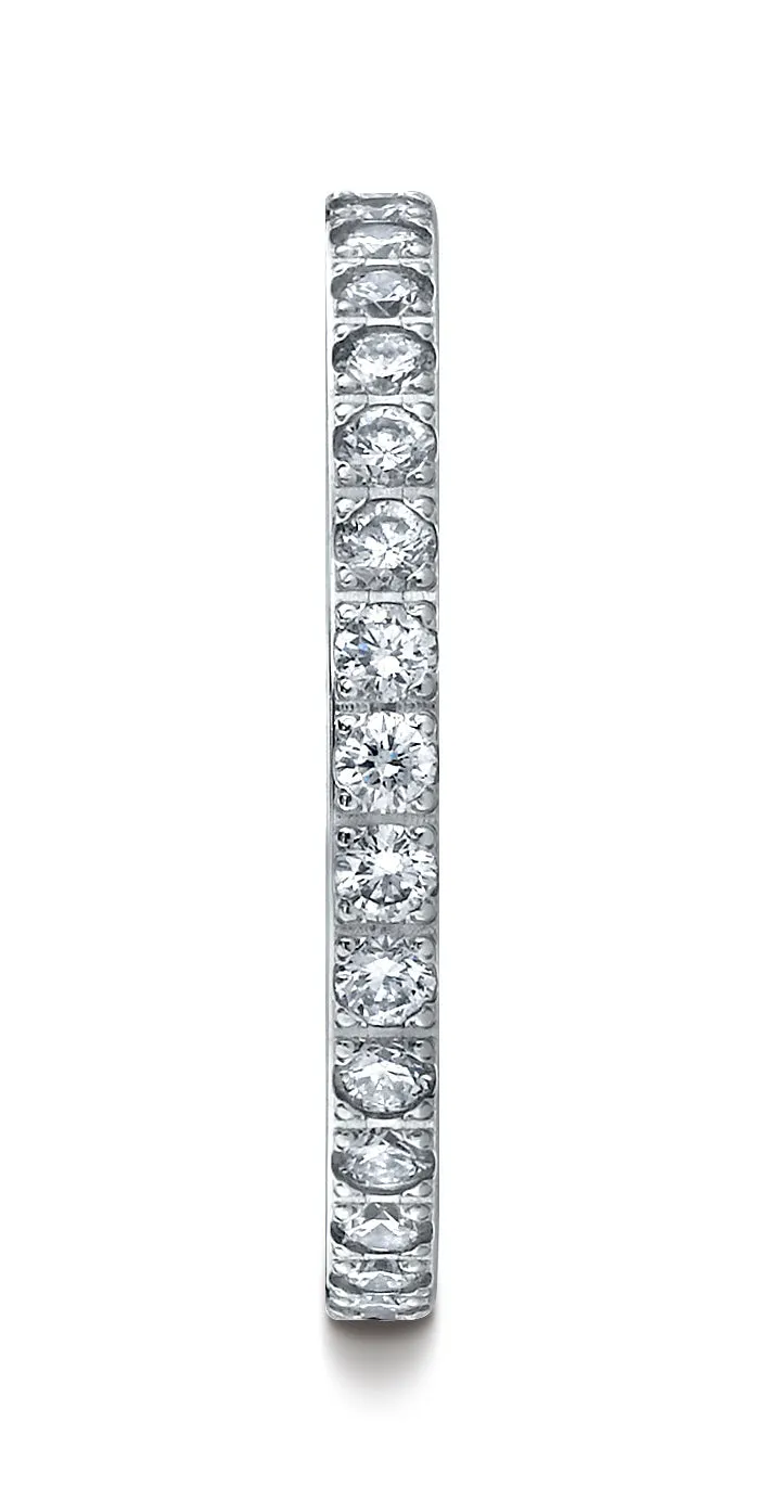 Benchmark 14K White Gold 2mm Pave-set Wedding Band Ring (0.32 ct., Sizes 4 - 15 )