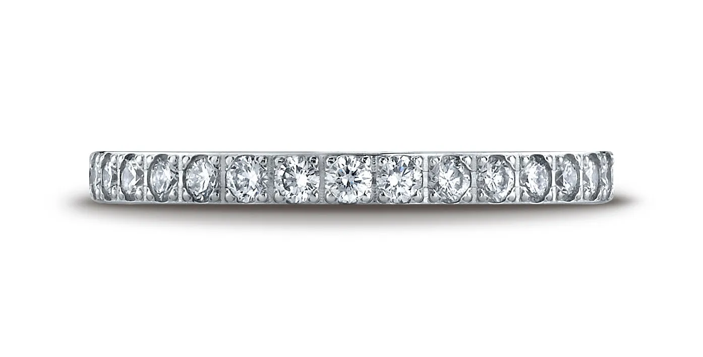Benchmark 14K White Gold 2mm Pave-set Wedding Band Ring (0.32 ct., Sizes 4 - 15 )