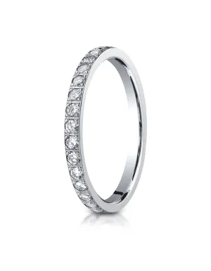 Benchmark 14K White Gold 2mm Pave-set Wedding Band Ring (0.32 ct., Sizes 4 - 15 )
