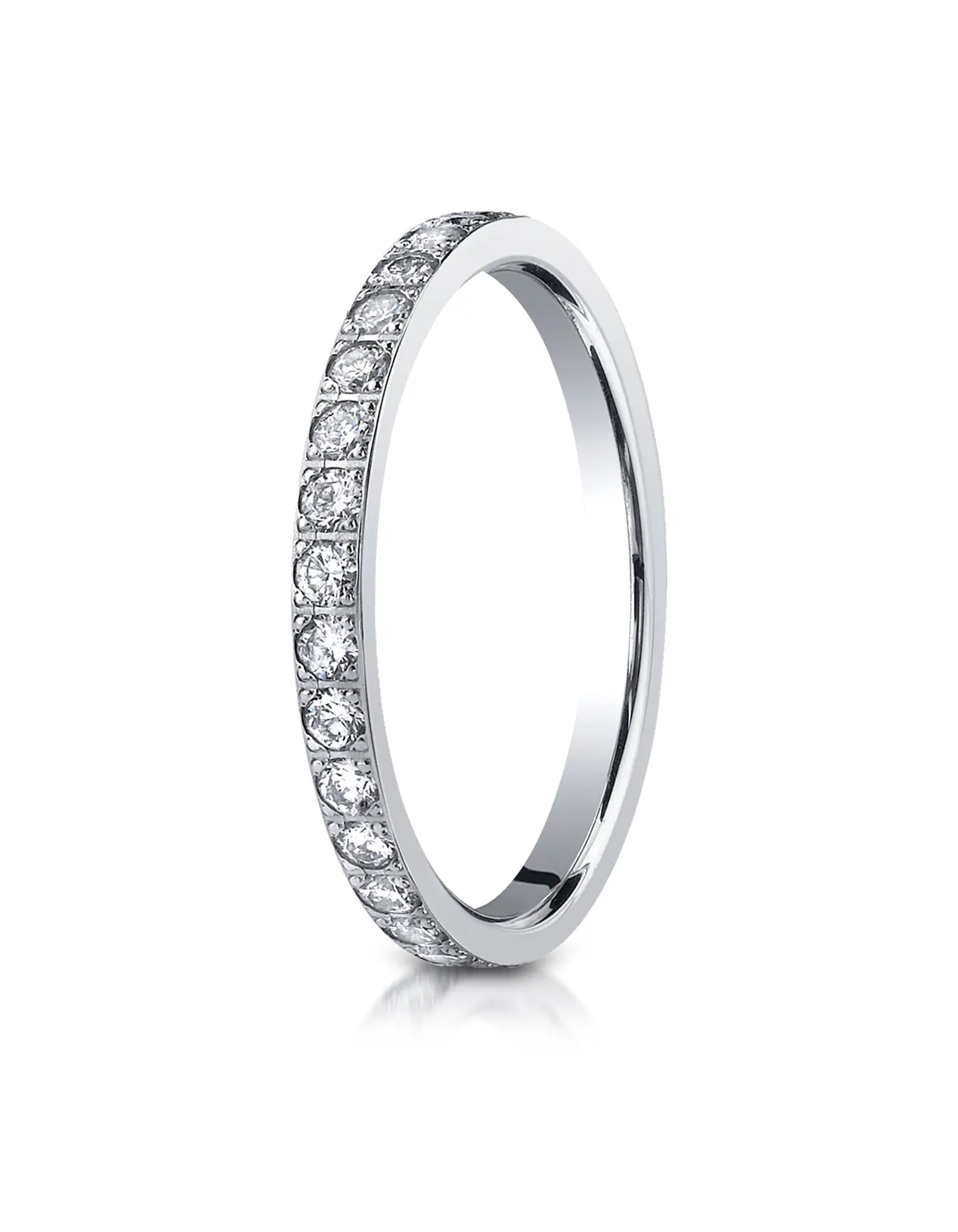Benchmark 14K White Gold 2mm Pave-set Wedding Band Ring (0.32 ct., Sizes 4 - 15 )