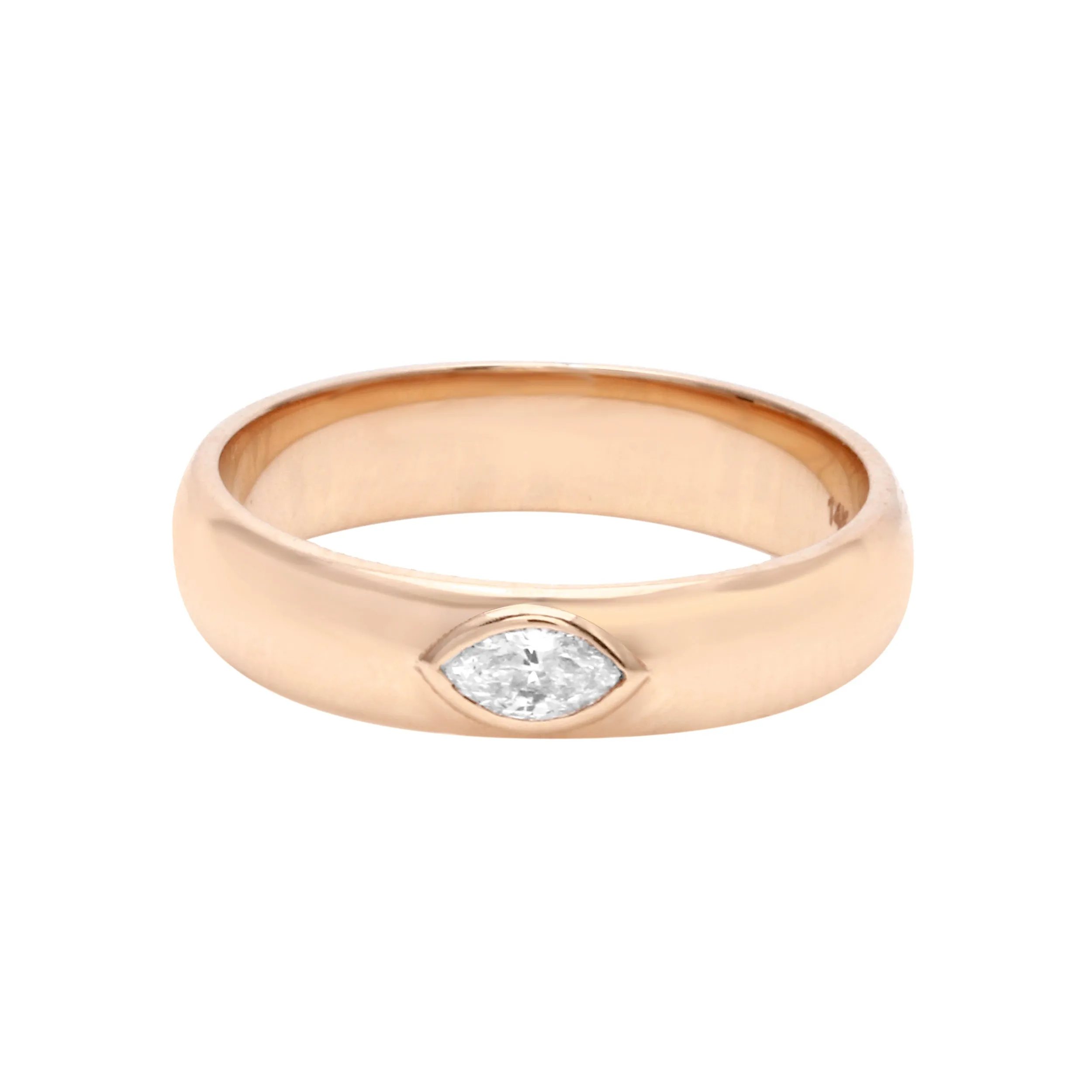 Bezel Set Marquise Diamond Cigar Band Ring