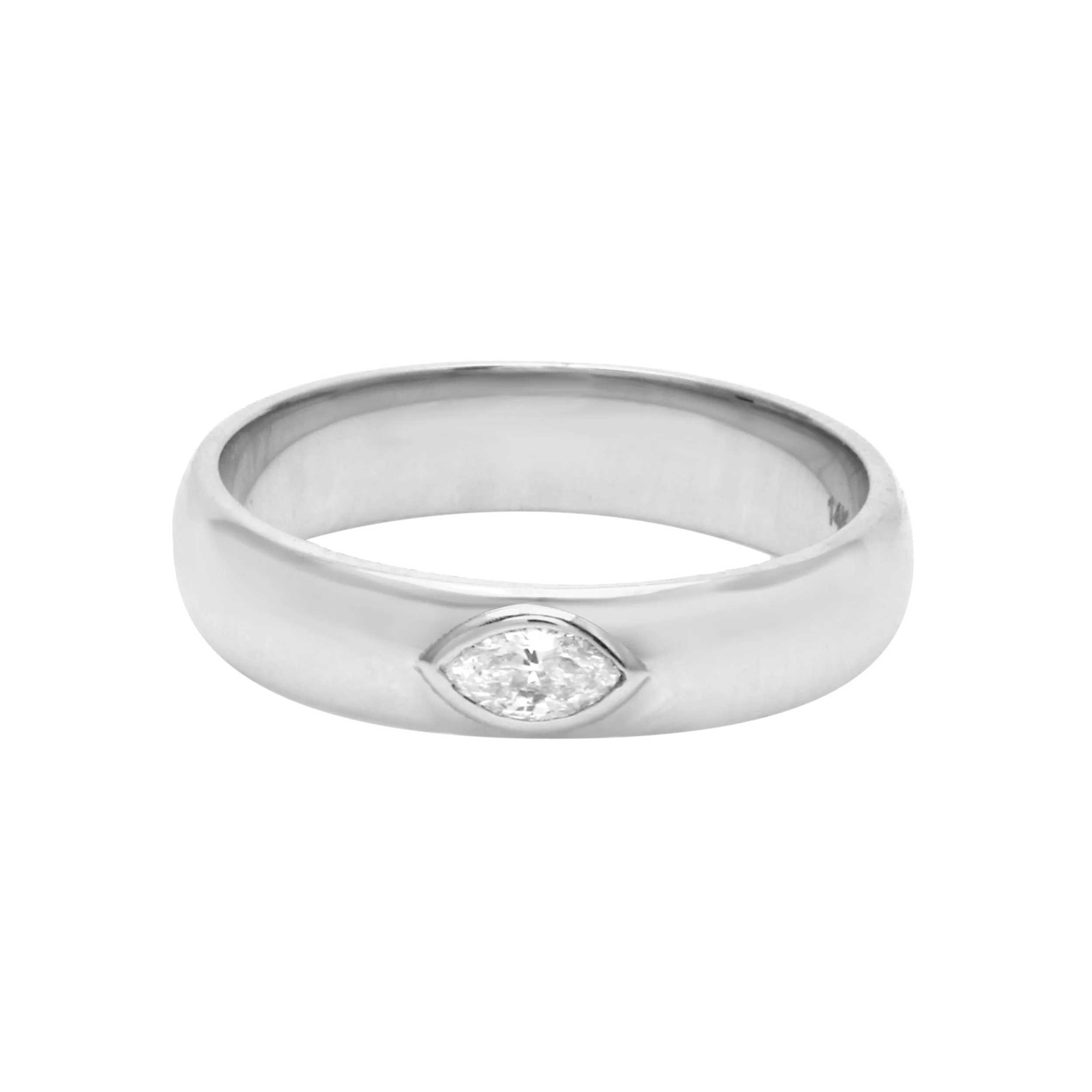 Bezel Set Marquise Diamond Cigar Band Ring