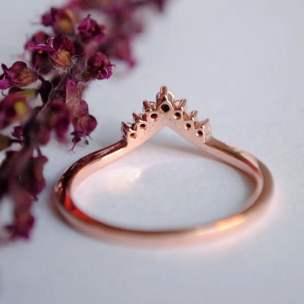 Black Diamond Chevron V  Bridal Tiara Crown Ring