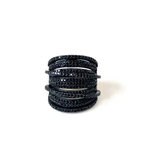 Black Spinel Bands Wrap Ring