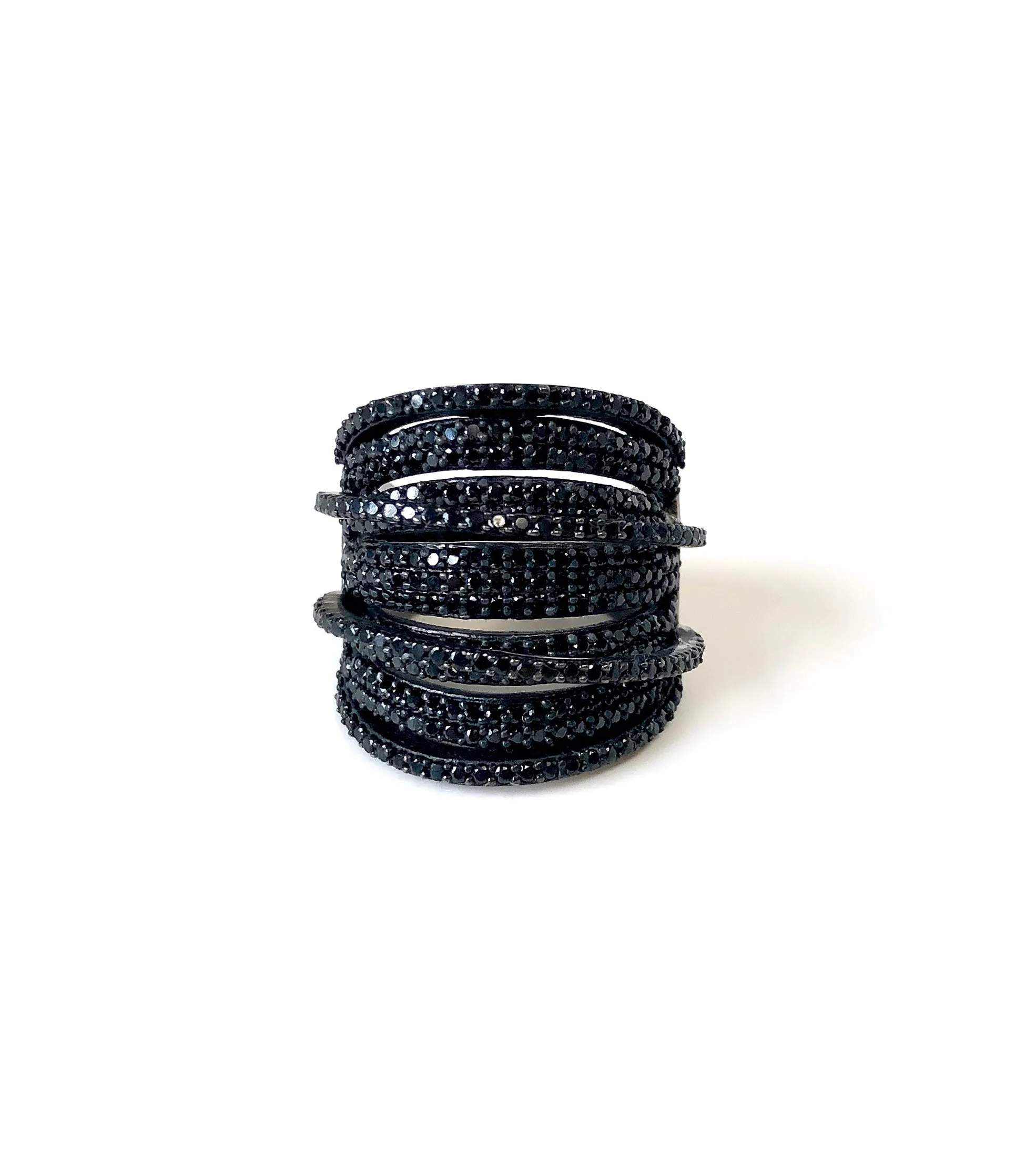 Black Spinel Bands Wrap Ring