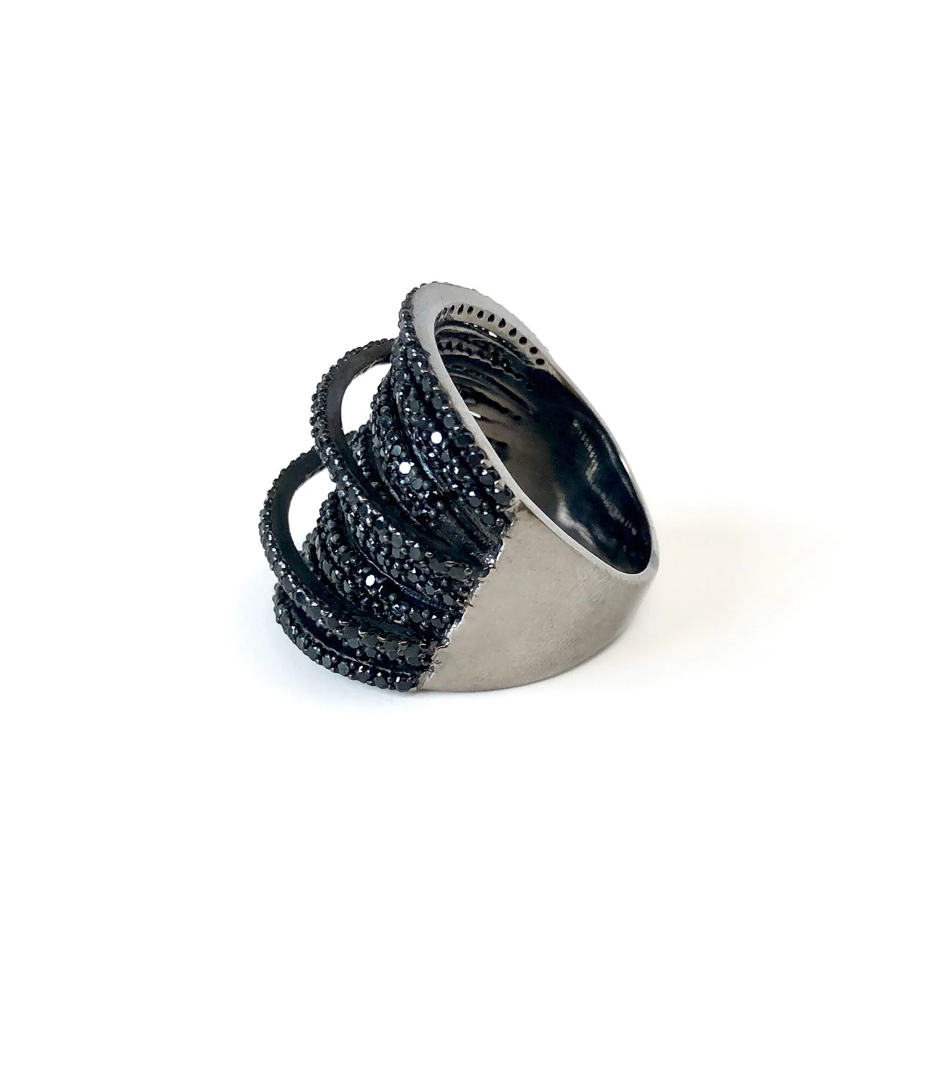 Black Spinel Bands Wrap Ring