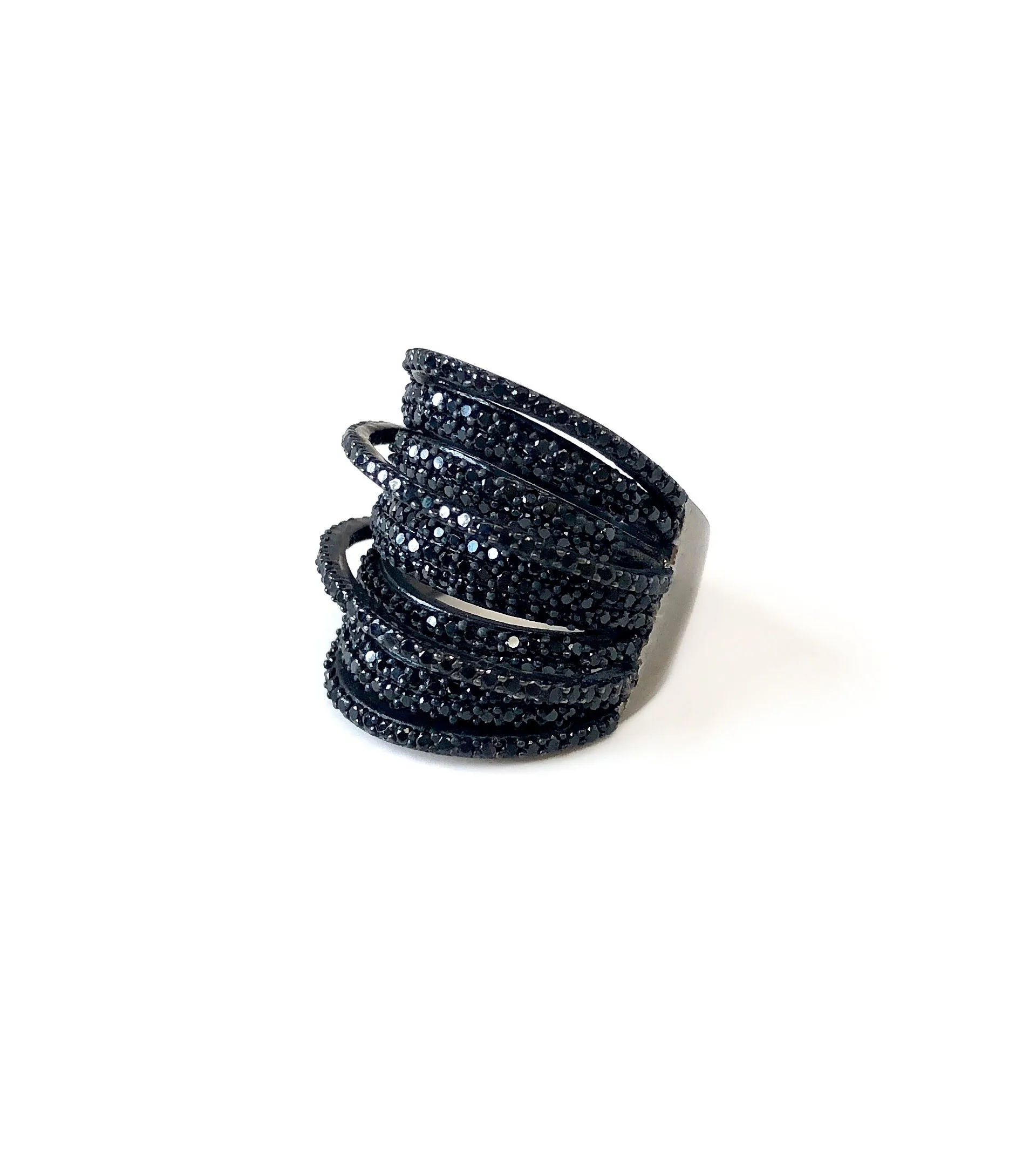 Black Spinel Bands Wrap Ring