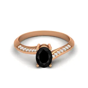 Black Spinel Solitaire Accents Wedding Ring 1.56 Cts 925 Sterling Silver Black Gemstone Ring