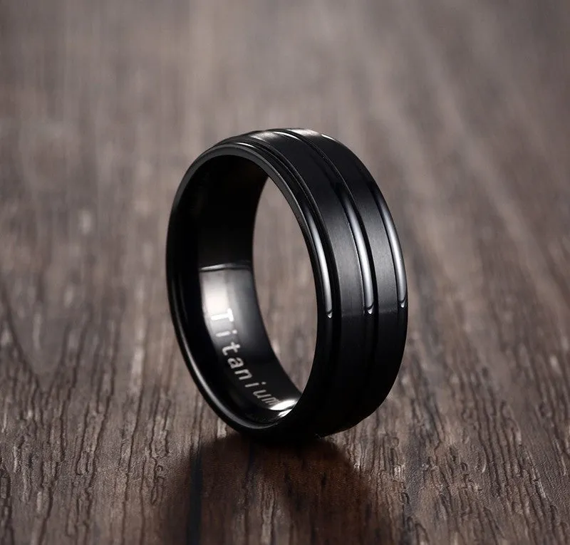 Black Titanium Carbide Men's Jewelry Wedding Bands Classic Ring