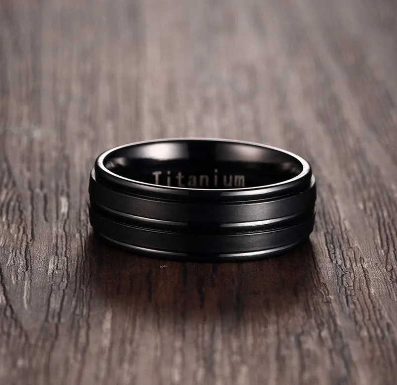 Black Titanium Carbide Men's Jewelry Wedding Bands Classic Ring