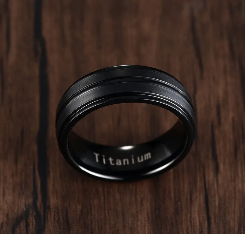 Black Titanium Carbide Men's Jewelry Wedding Bands Classic Ring