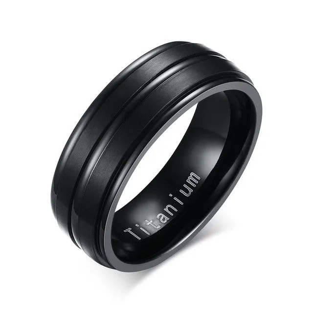 Black Titanium Carbide Men's Jewelry Wedding Bands Classic Ring