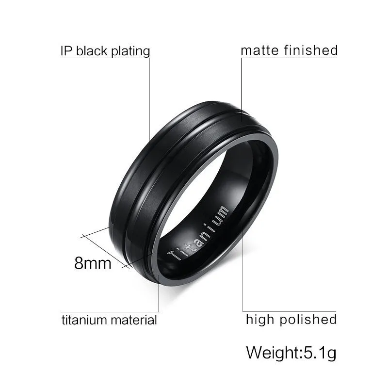 Black Titanium Carbide Men's Jewelry Wedding Bands Classic Ring