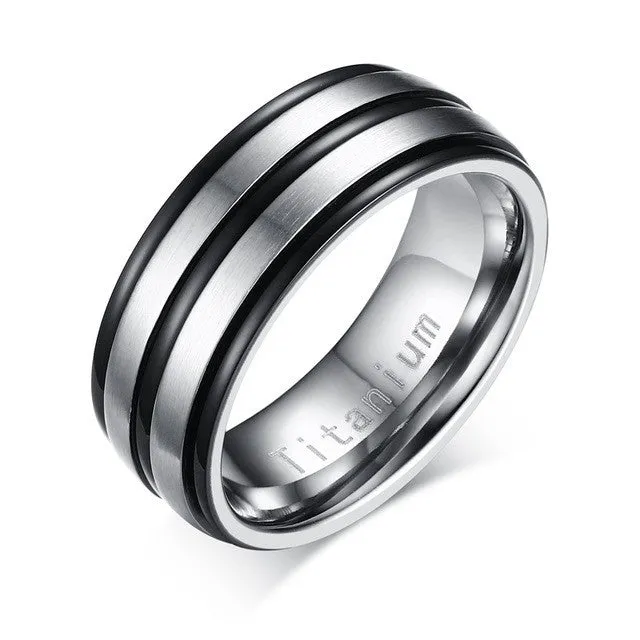 Black Titanium Carbide Men's Jewelry Wedding Bands Classic Ring