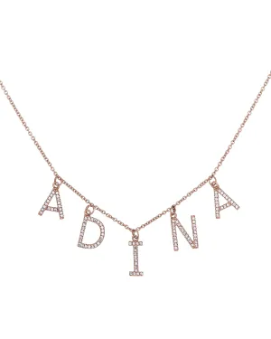 Block Name Necklace 14K