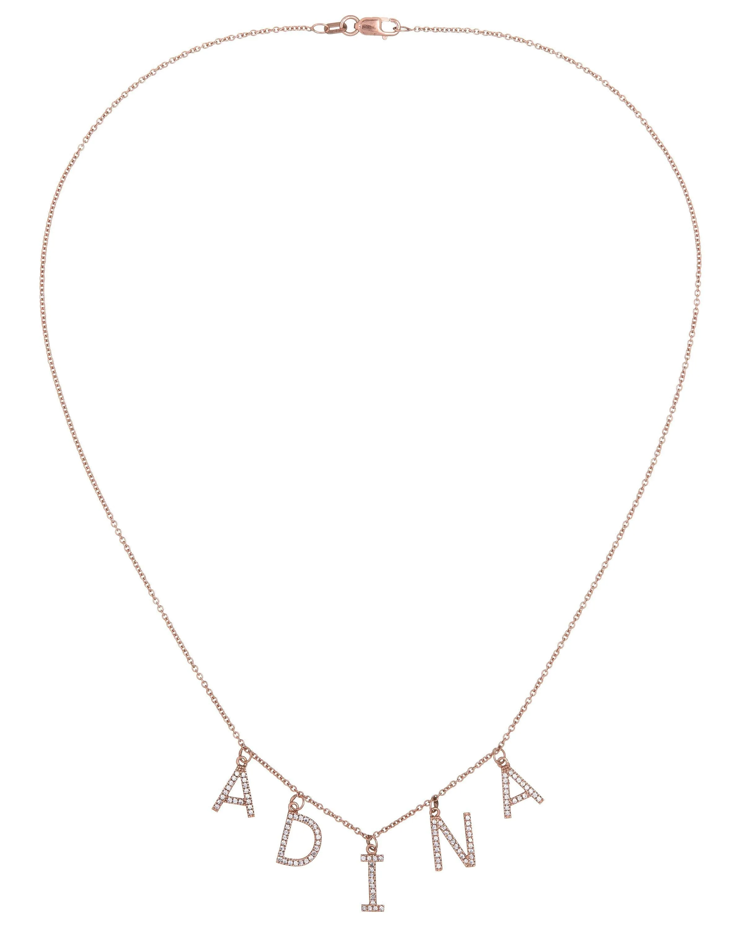 Block Name Necklace 14K