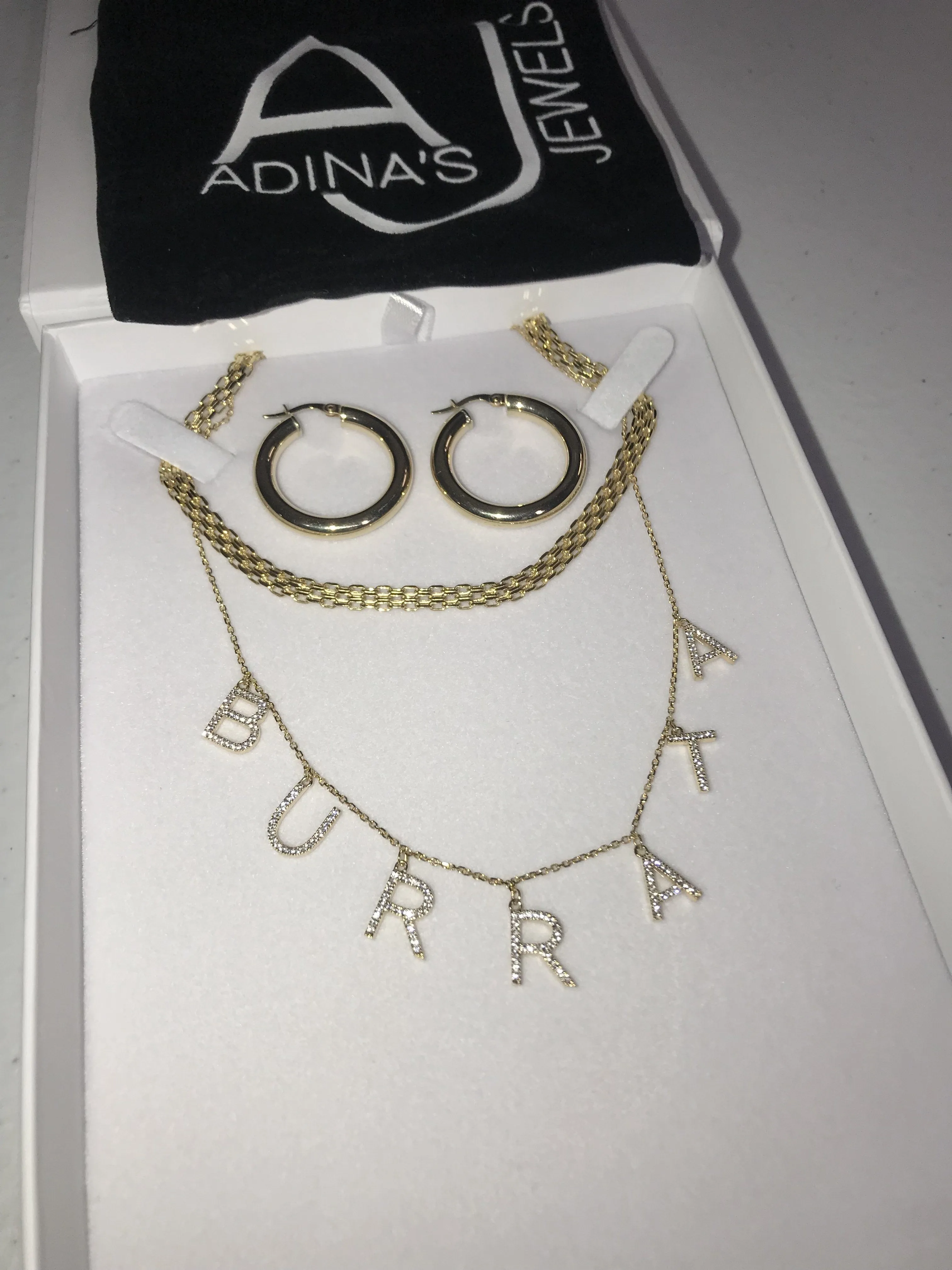 Block Name Necklace 14K