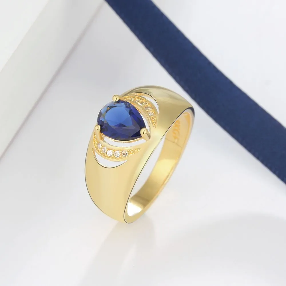 Blue Cubic Zirconia Golden Rings For Women